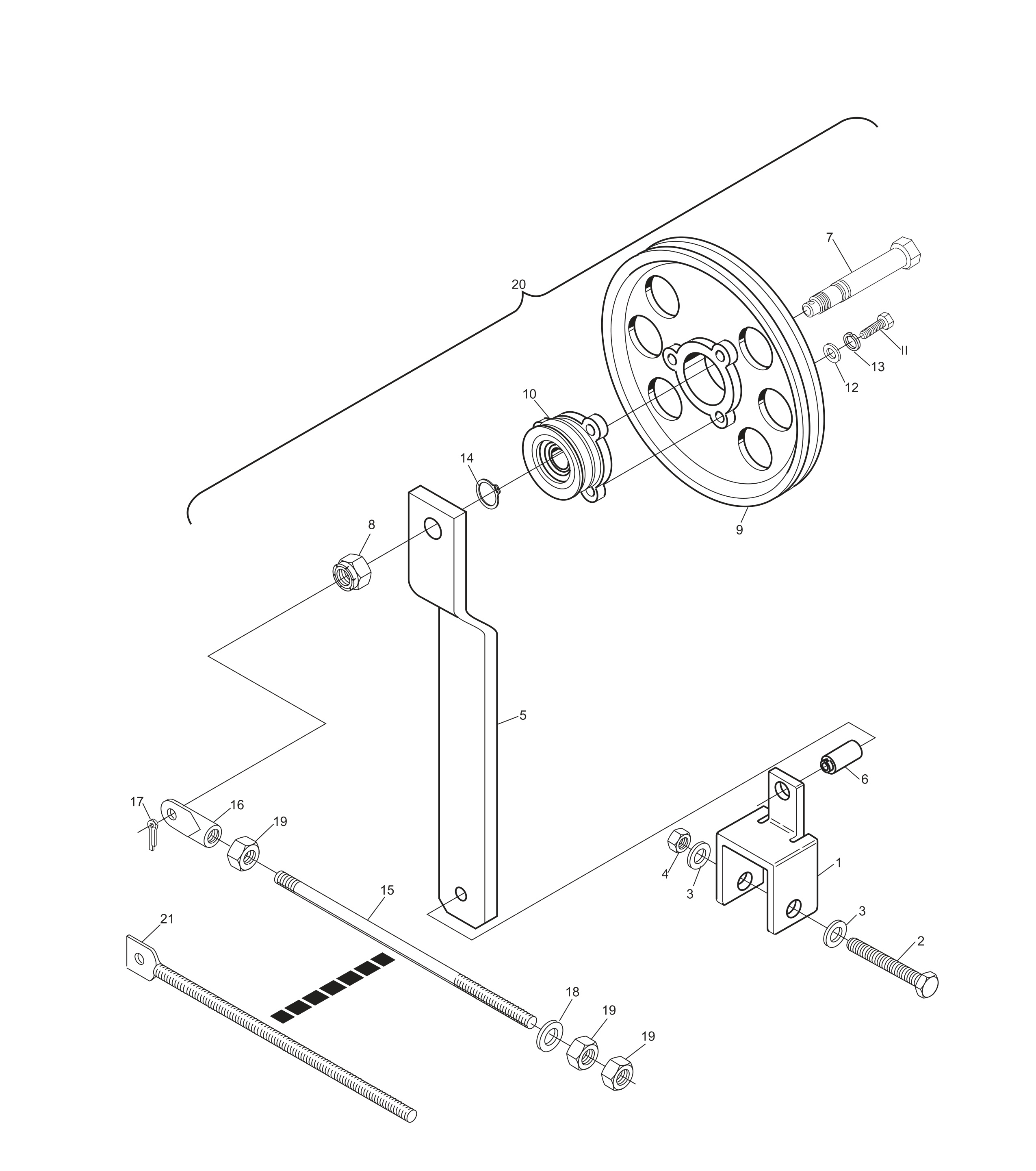 Transport Band Belt Tensioner Assembly - Left Machine Short Pit Machines Series 43 and Above