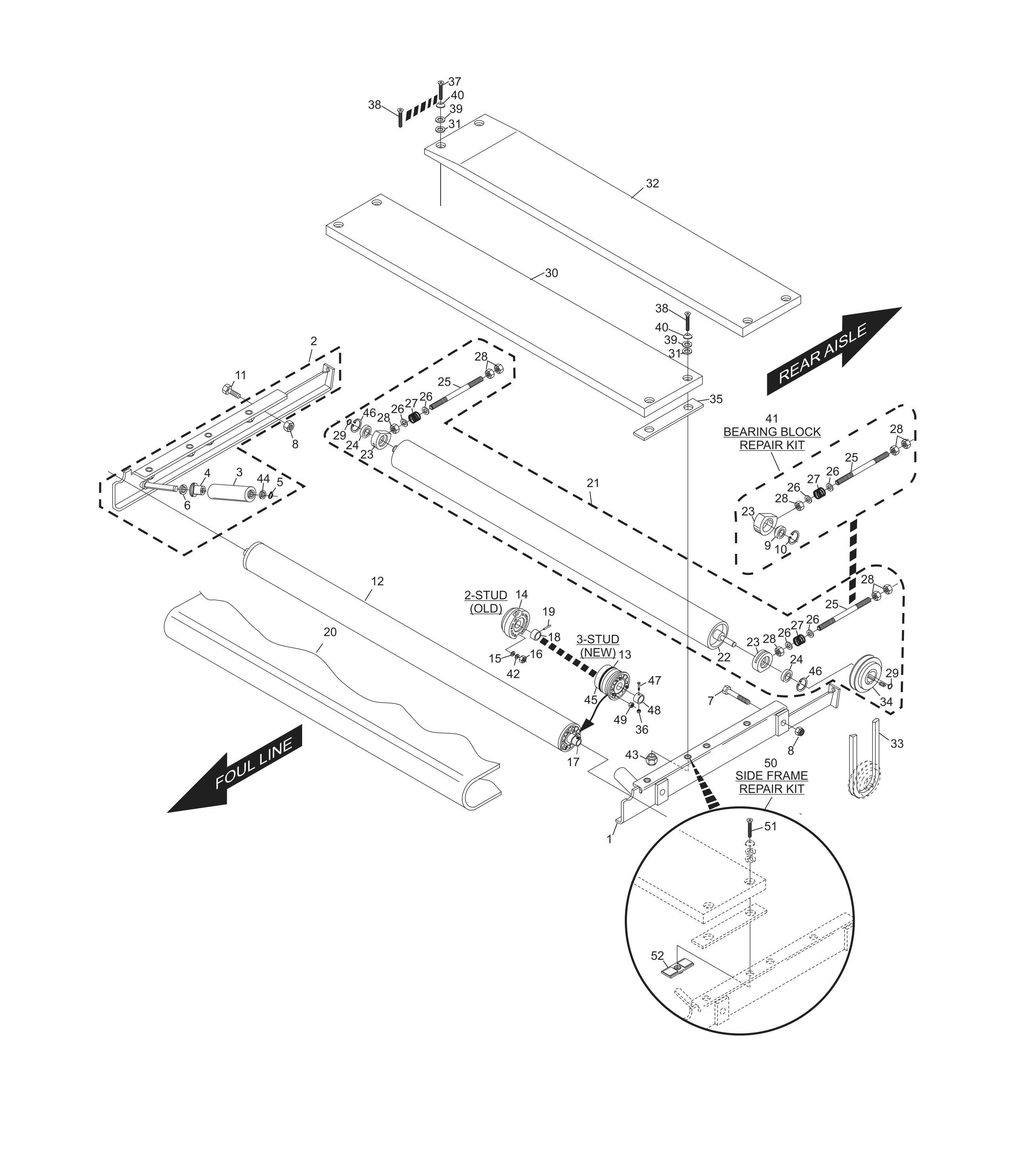 Transport Band Assembly (10 mm Side Frames) Short Pit Machines Series 208 and Above