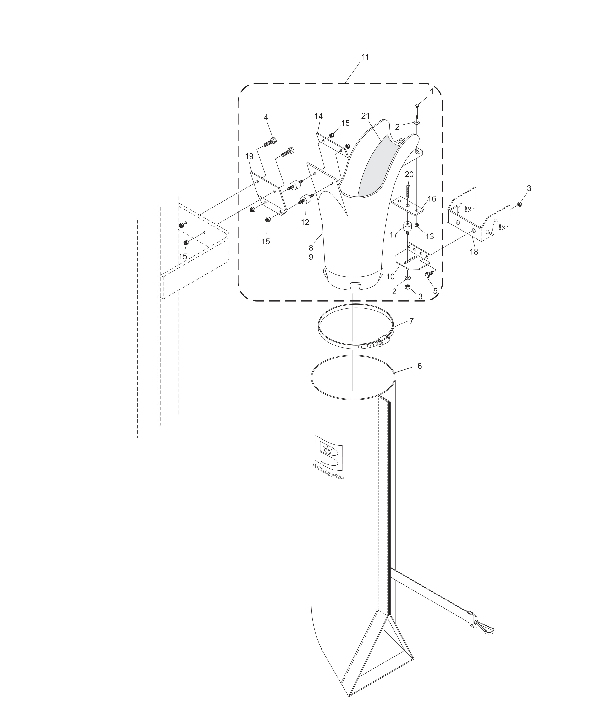 Shock Mounted Dual Feed Overflow Chute (Plastic) Shock Mounted Dual Feed Overflow Chute (Plastic)