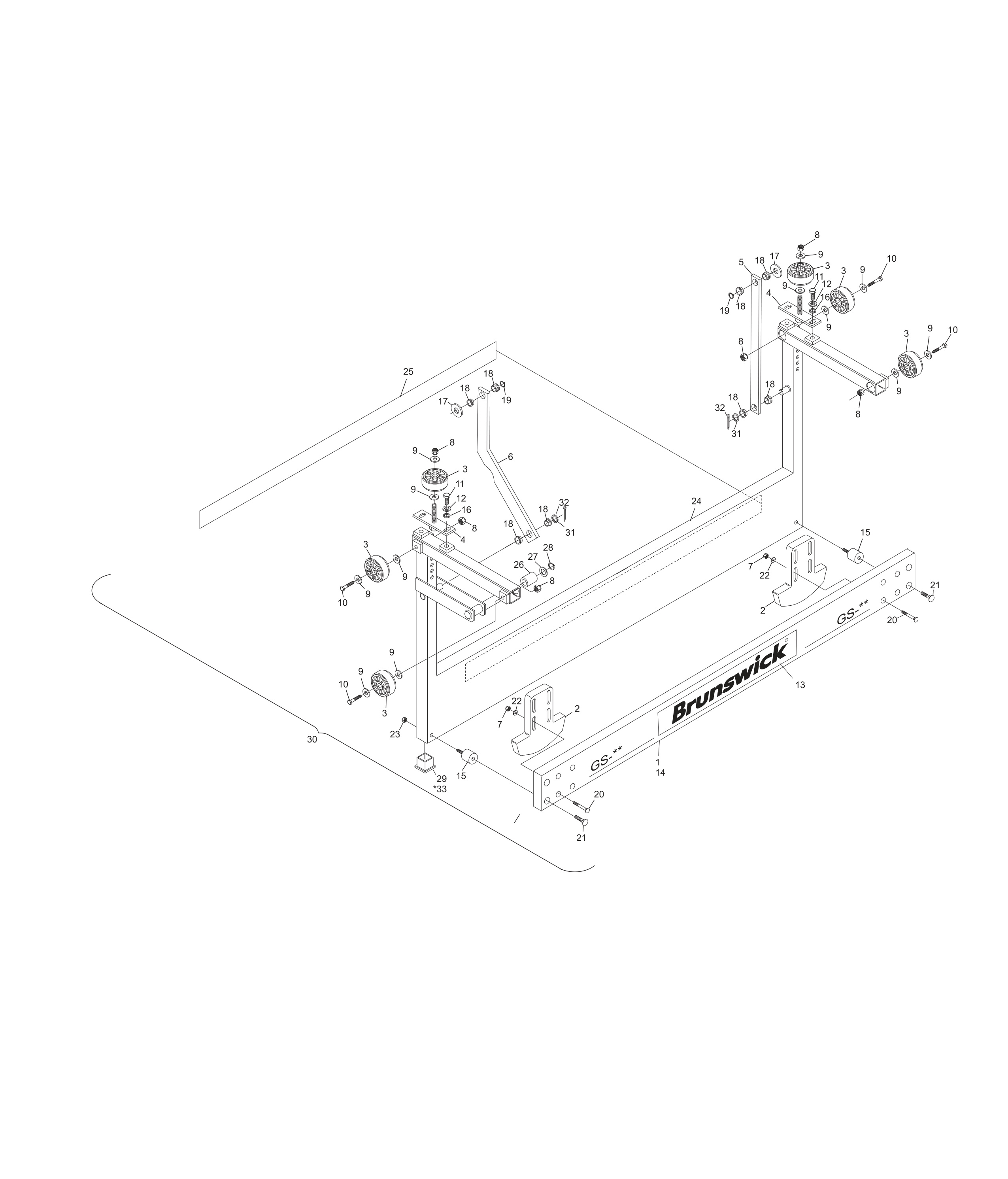 Sweep Wagon Assembly - without Springs (Machine Series 424 and Above)