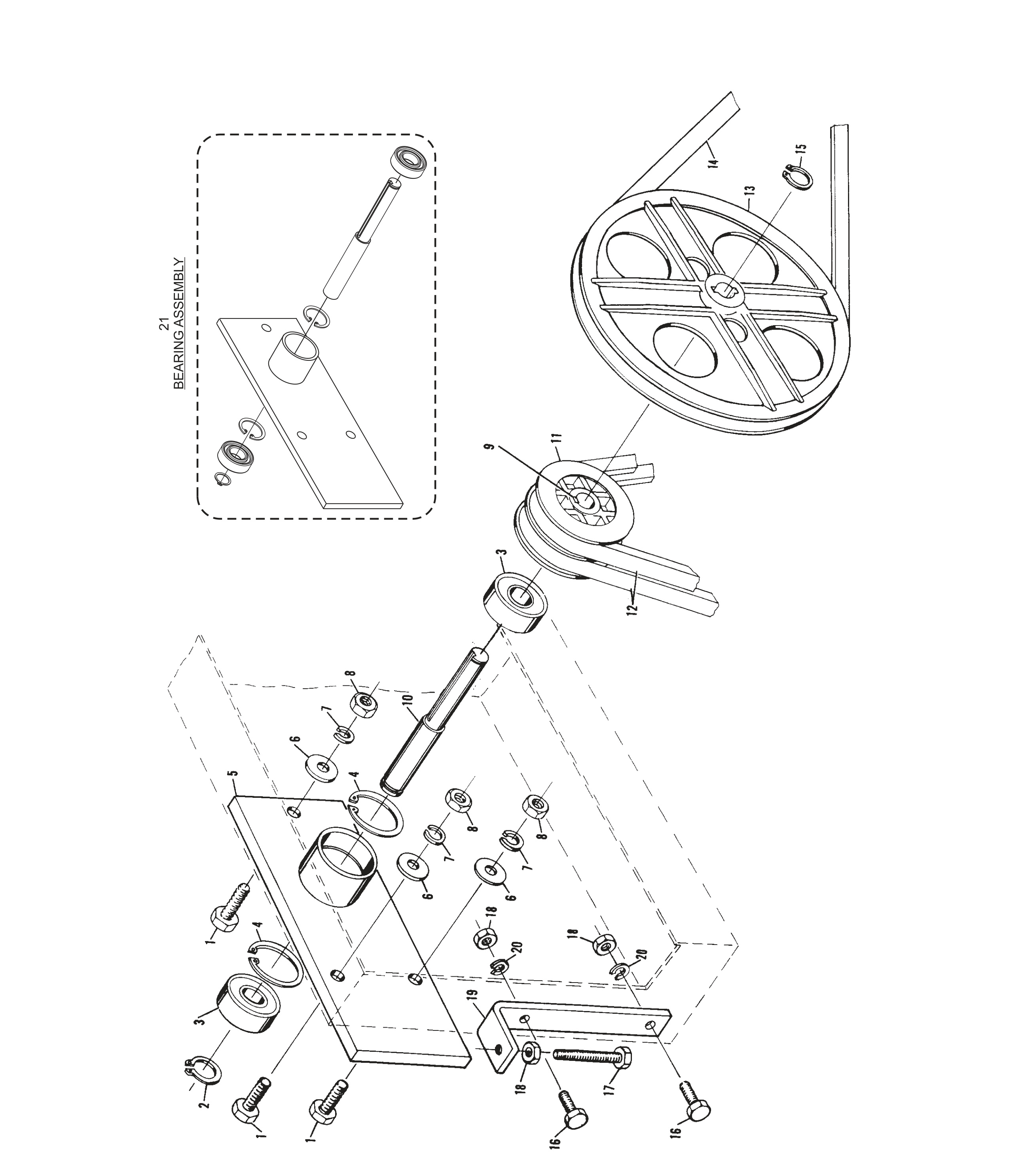 Front Pulley and V-Belt Tensioner Assembly