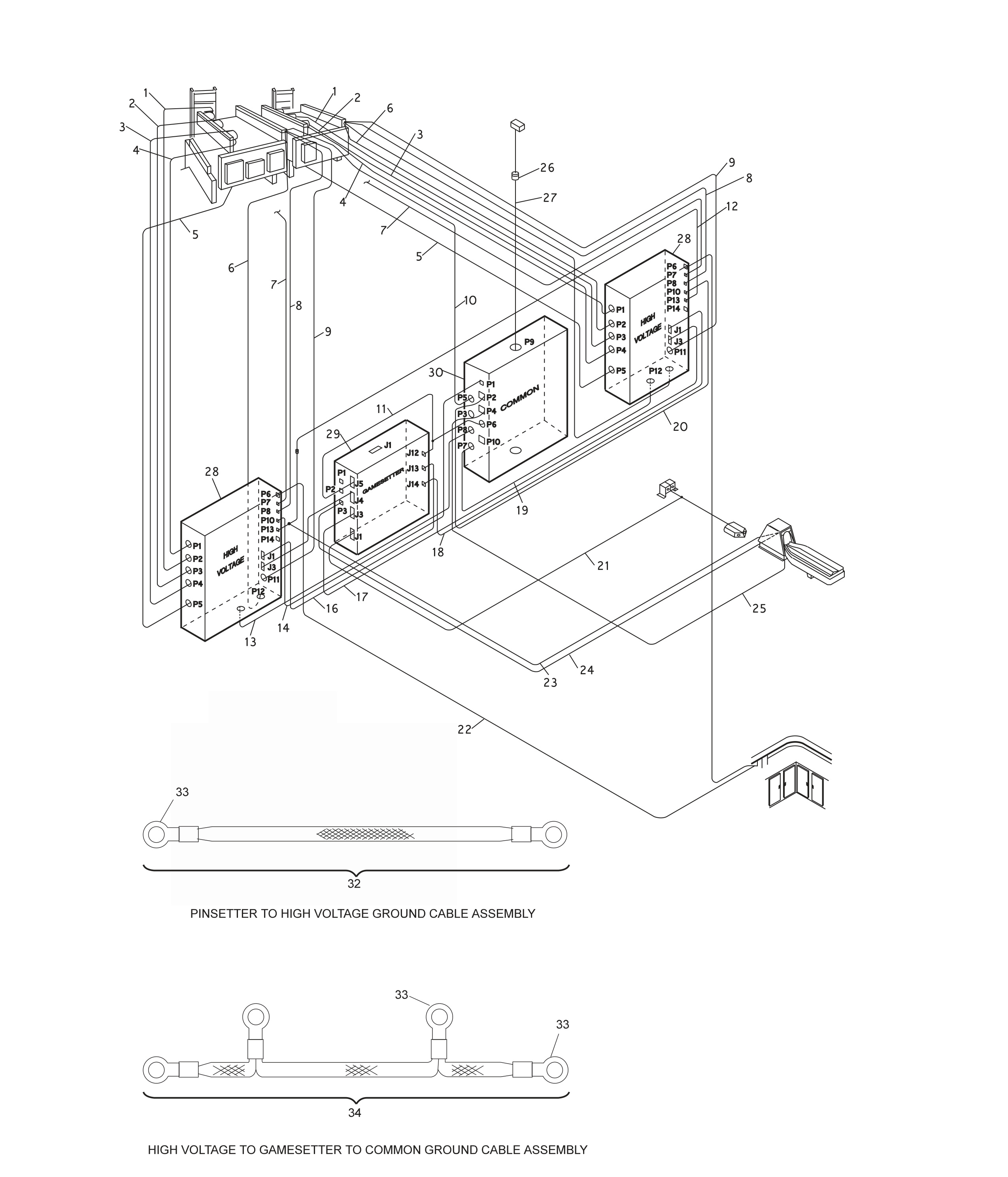 High Voltage Box, Common Box, Gamesetter Box and Cable Assemblies - Silver Box