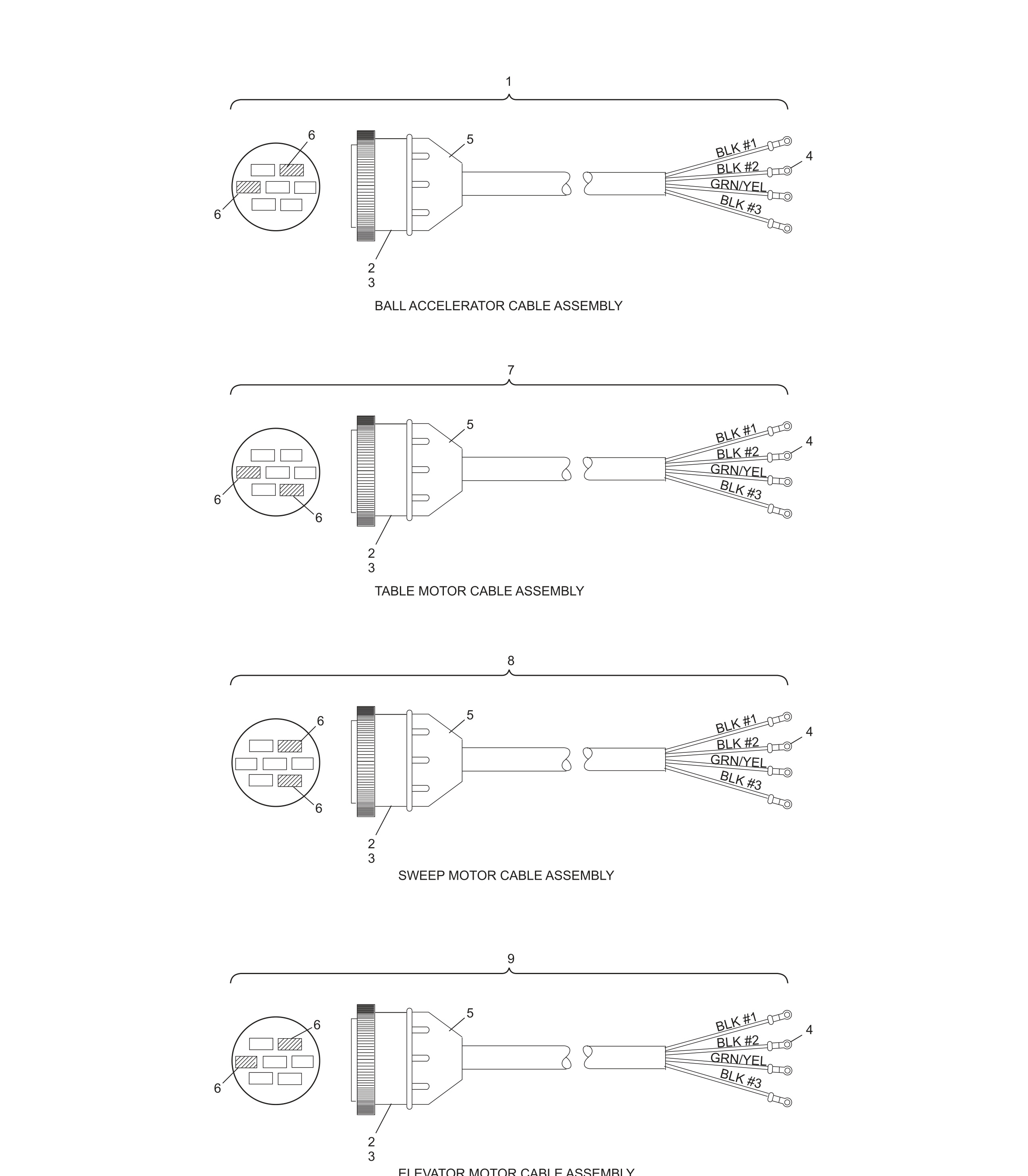 Ball Accelerator, Table, Sweep and Elevator Motor Cable Assemblies - Universal Voltage Silver Box