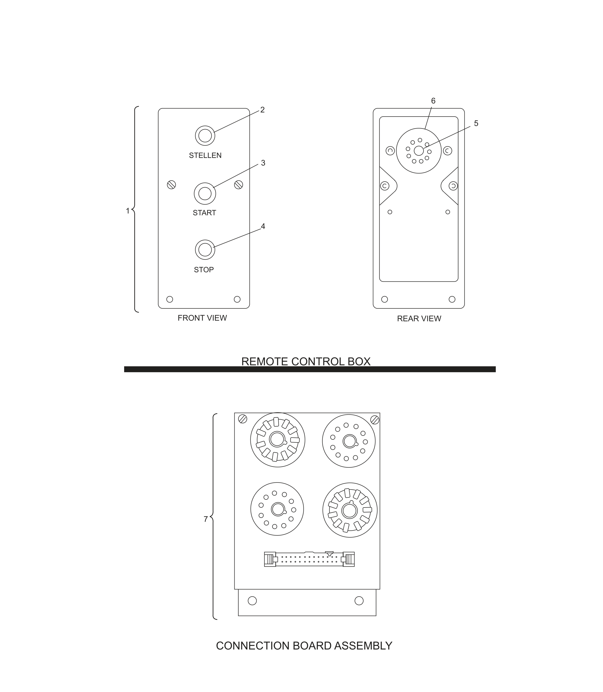 N.A. Remote (Rear) Control Box and Connection Board Assembly