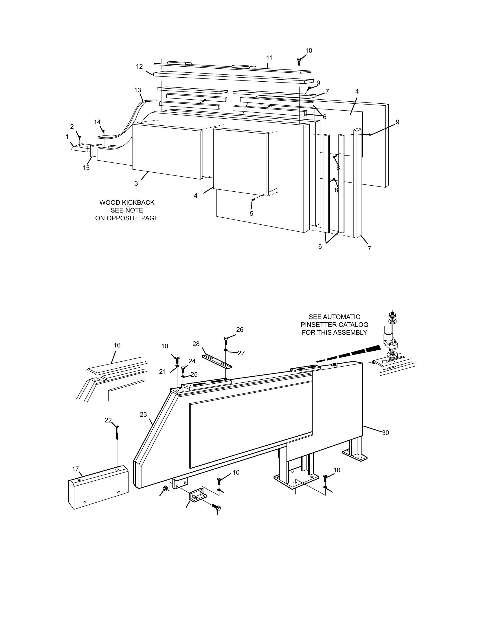Wood & Armor Frame Kickbacks For A-2 Pinsetters