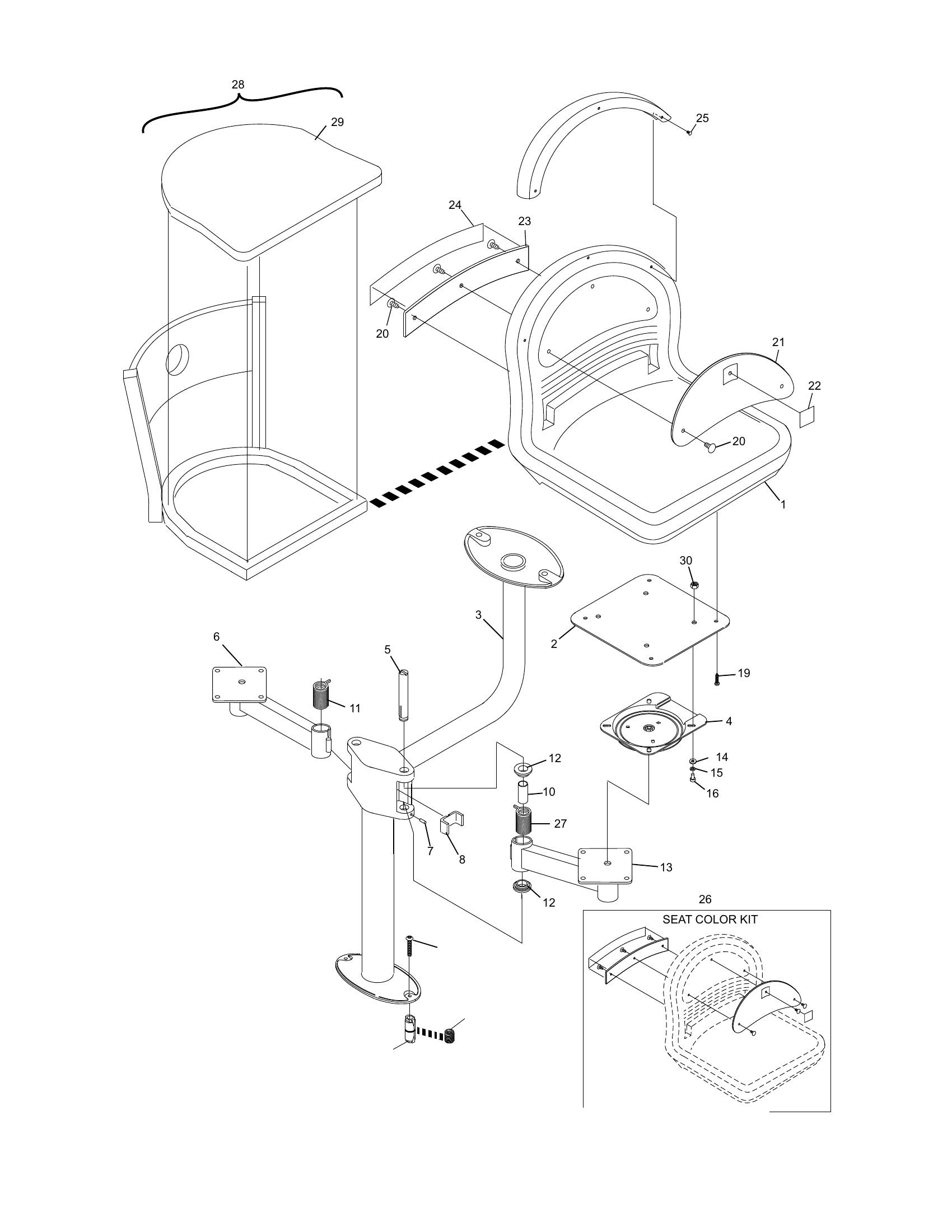 Frameworx Modular Wall Seating with Pivot Arm and Swivel Seat