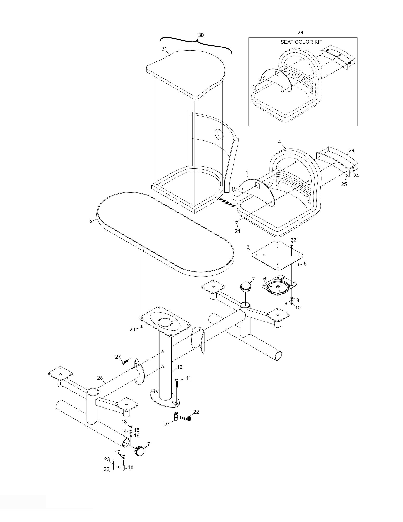 Frameworx Table Assembly with Fixed Arm and Swivel Seat