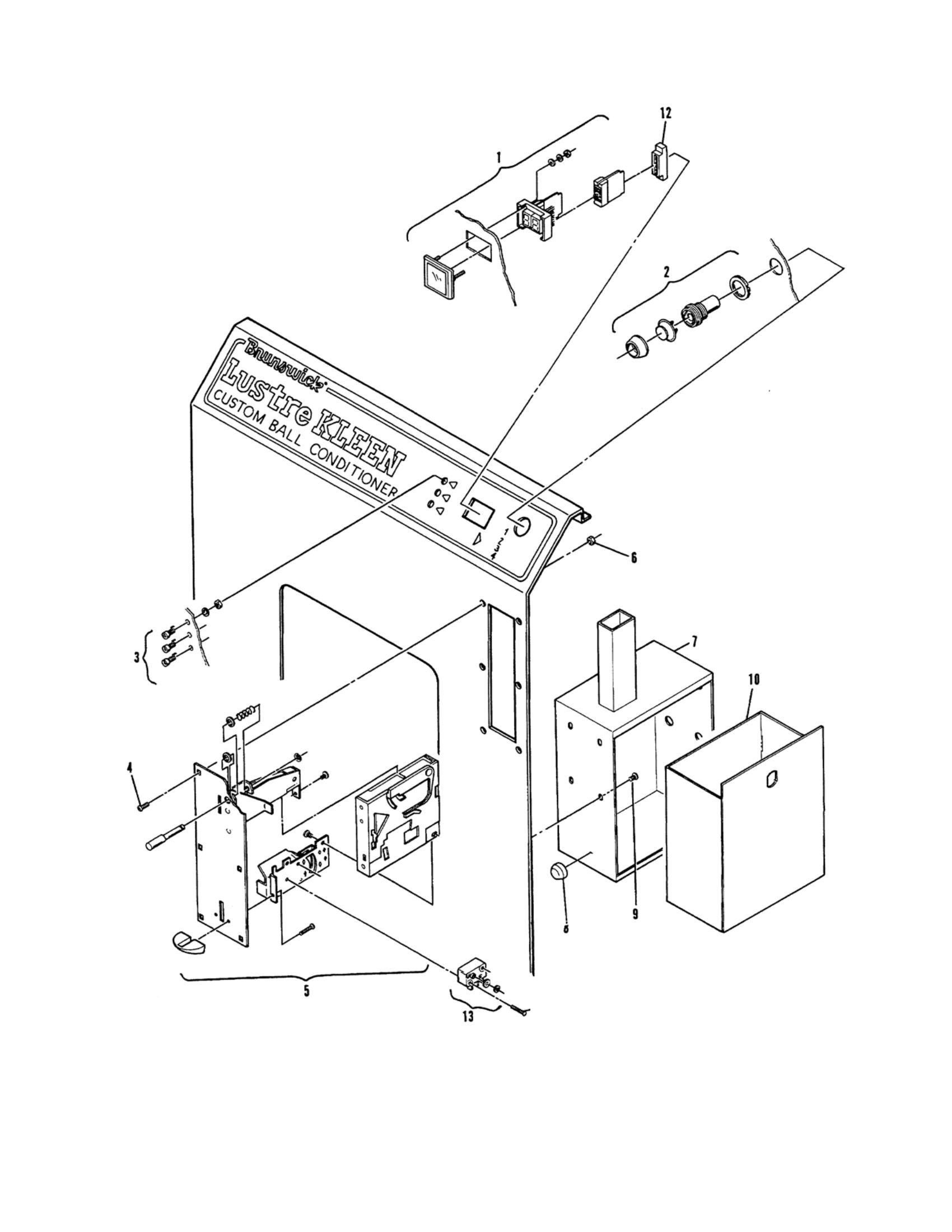 Lustre Kleen Ball Conditioner Coin Mechanism & Control Panel Assemblies Lustre Kleen Ball Conditioner Coin Mechanism & Control Panel Assemblies
