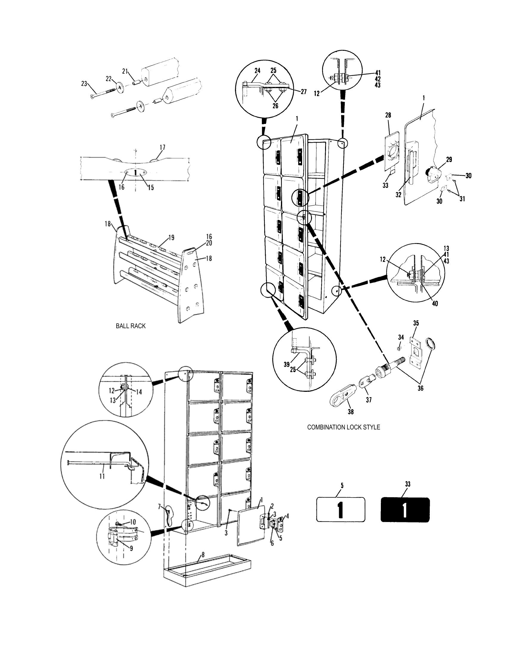 Bowling Ball Locker (B2000) & Freestanding Ball Rack