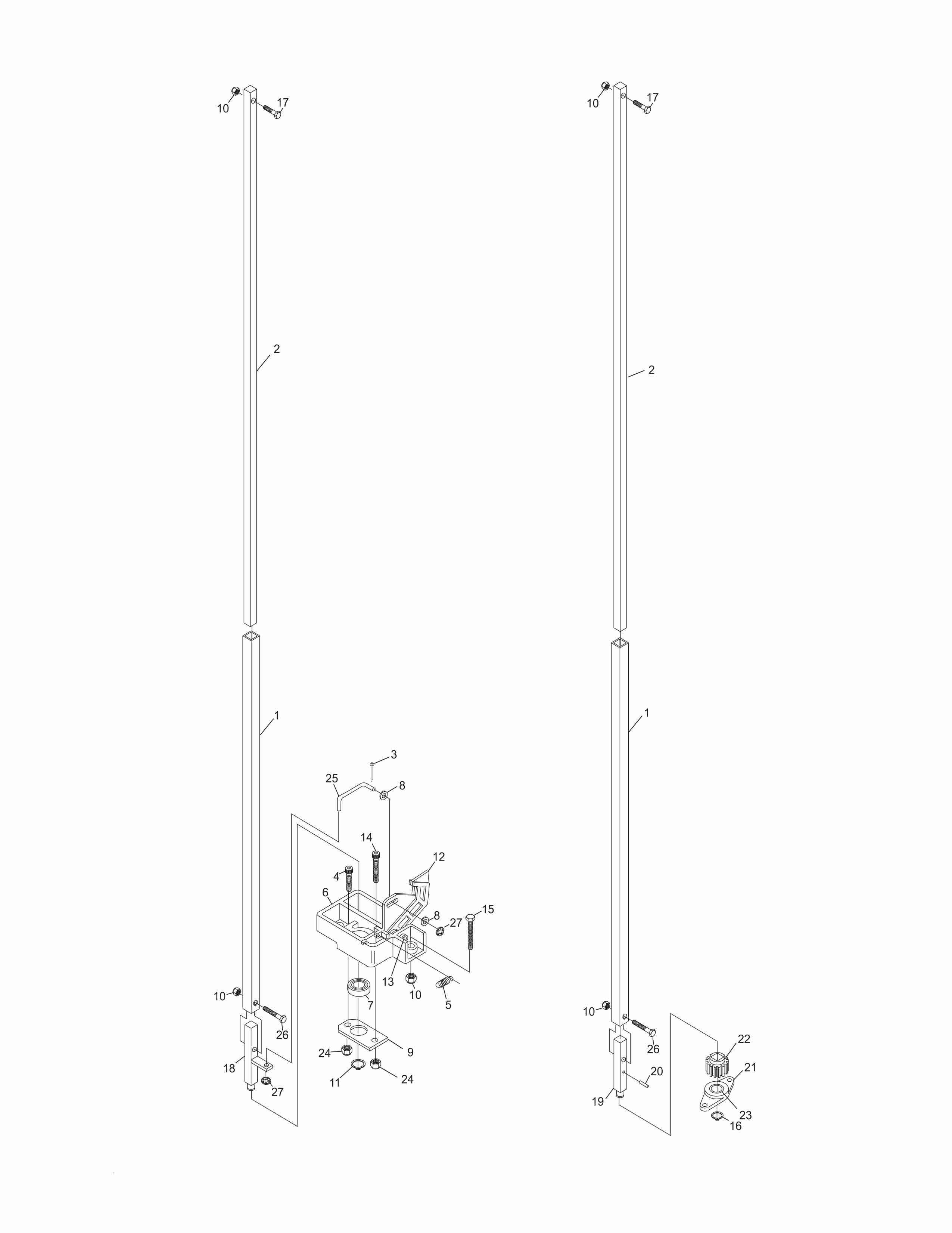 Square Shaft Assemblies (Tower Down) - Series 443 and Later Square Shaft Assemblies (Tower Down) - Series 443 and Later