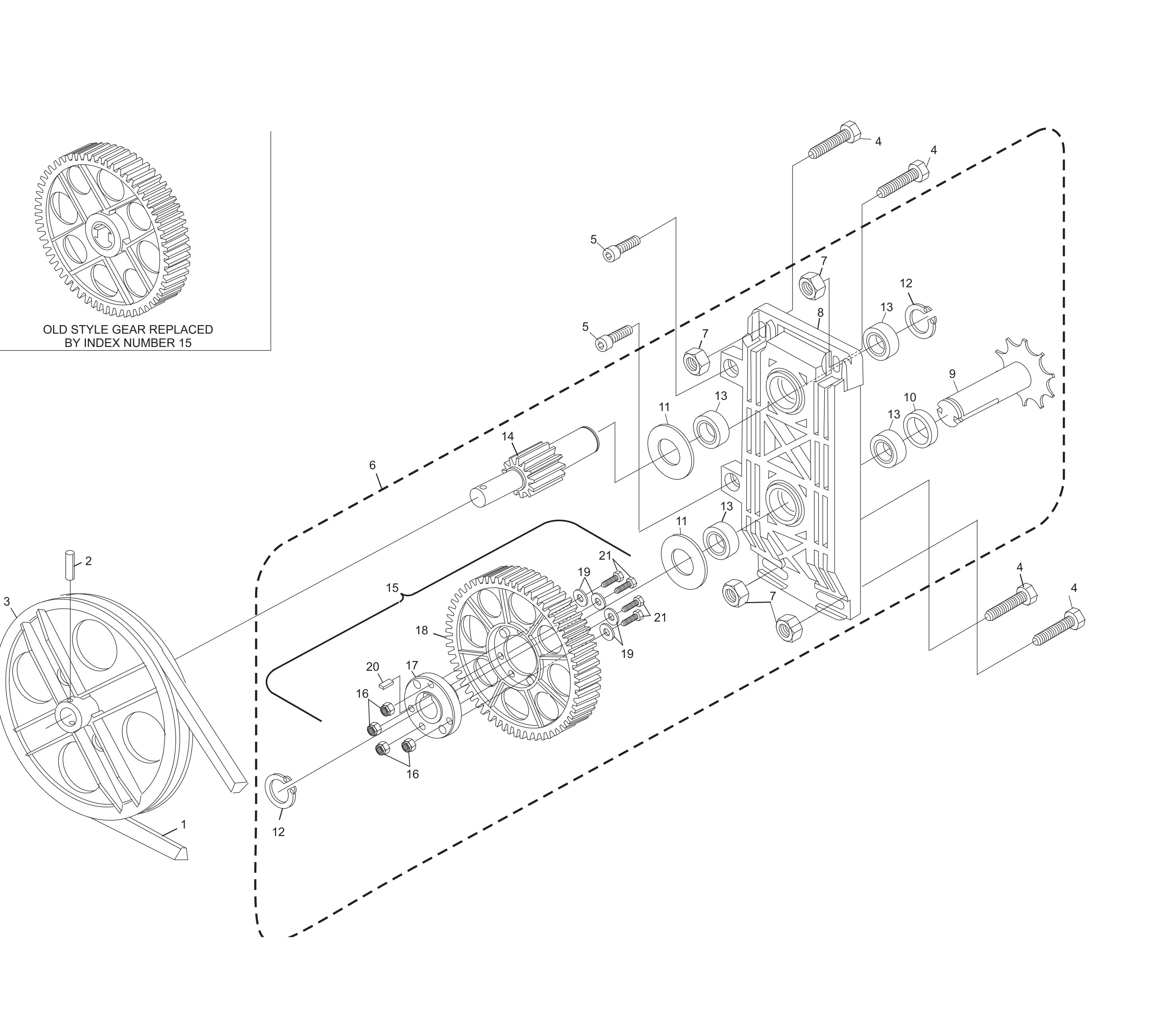 Table Gear, Sweep Gear and Pulley Drive Assembly Table Gear, Sweep Gear and Pulley Drive Assembly