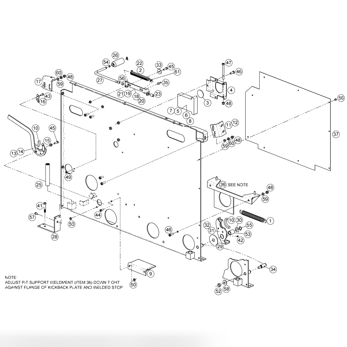 Kickback Plate Assembly - Opposite Ball Exit Side Assembly
