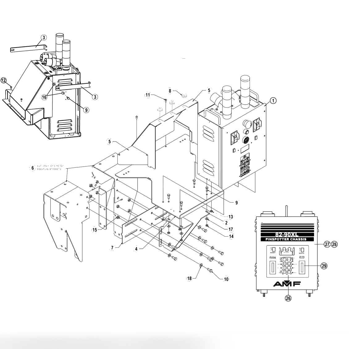 XL Chassis (Silver) & Mounting Bracket Assembly