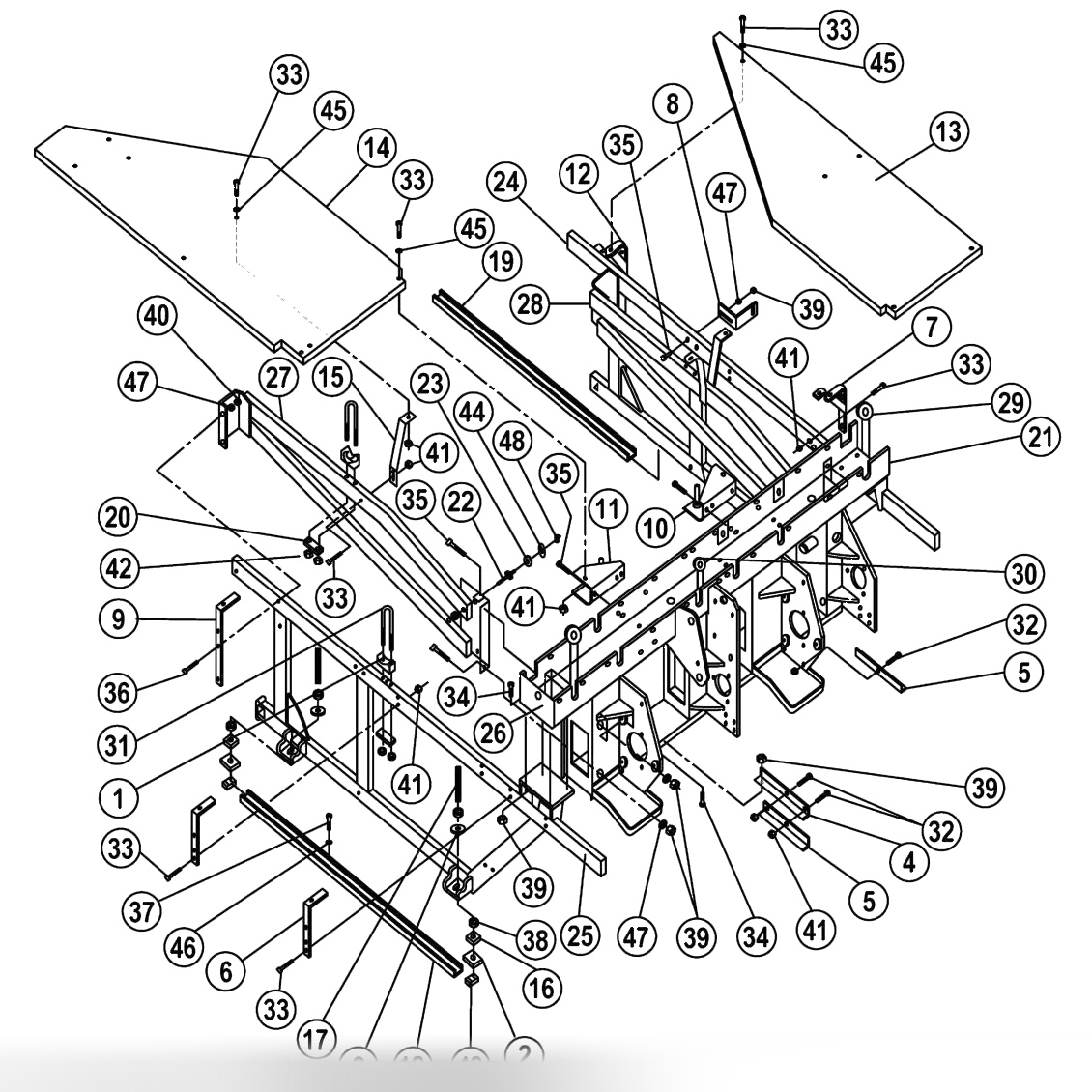 Front End Frame & Platform Assembly - Right Hand Machine
