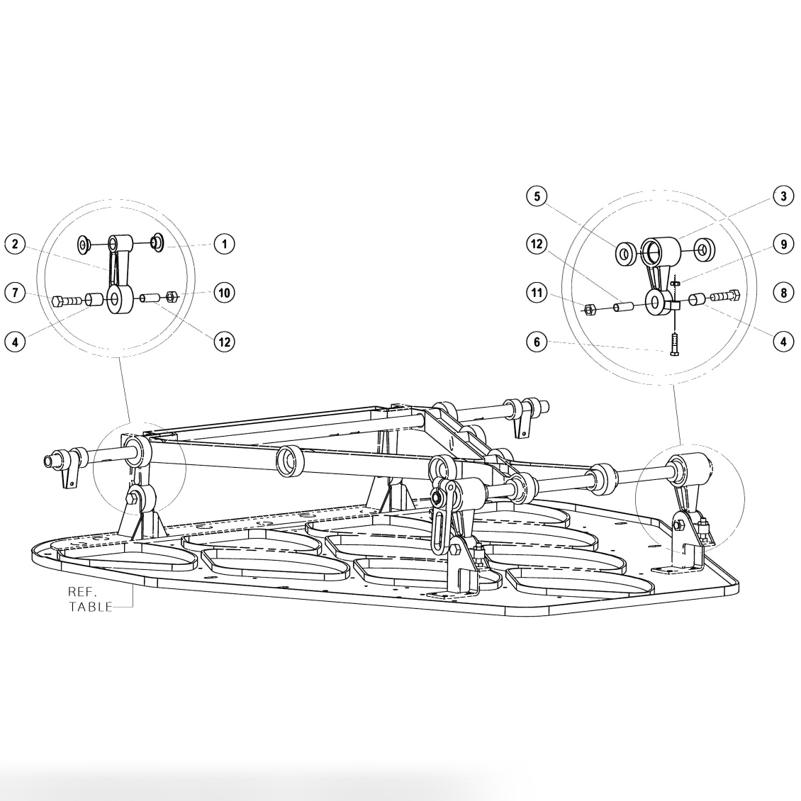 X-Frame to Table Connections Assembly