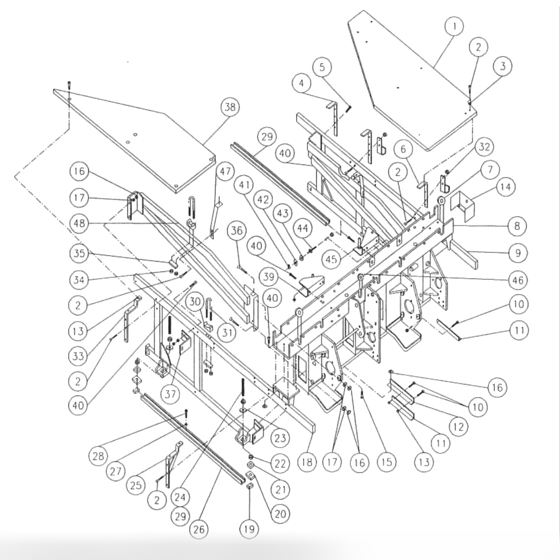 Front End Frame & Platform Assembly - Left Hand Machine