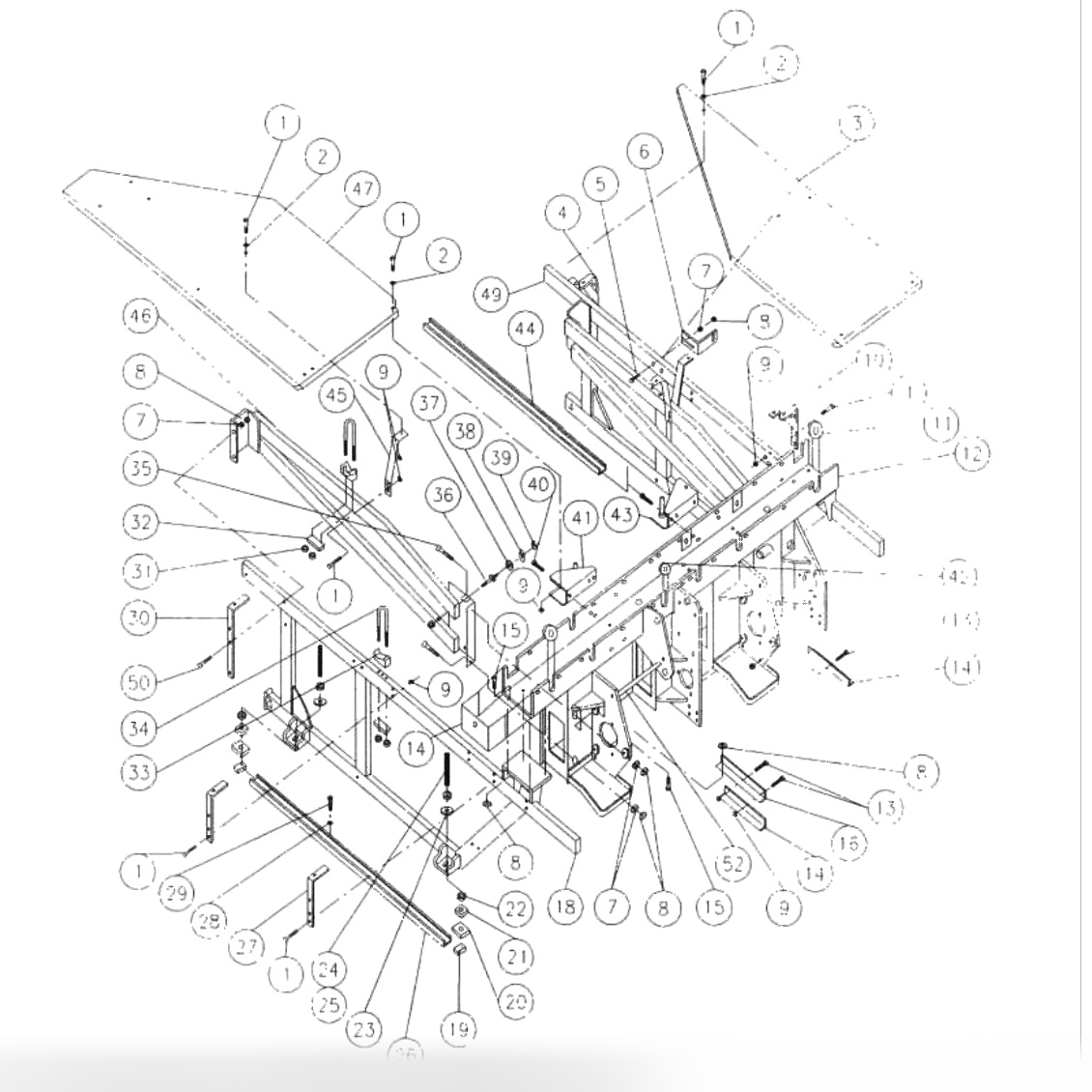 Front End Frame & Platform Assembly - Right Hand Machine
