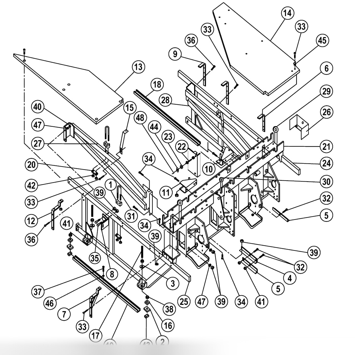Front End Frame & Platform Assembly - Left Hand Machine