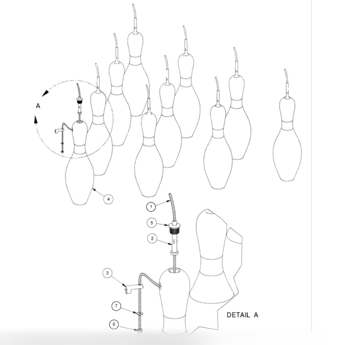 Tenpin Bowling Pin String Assembly