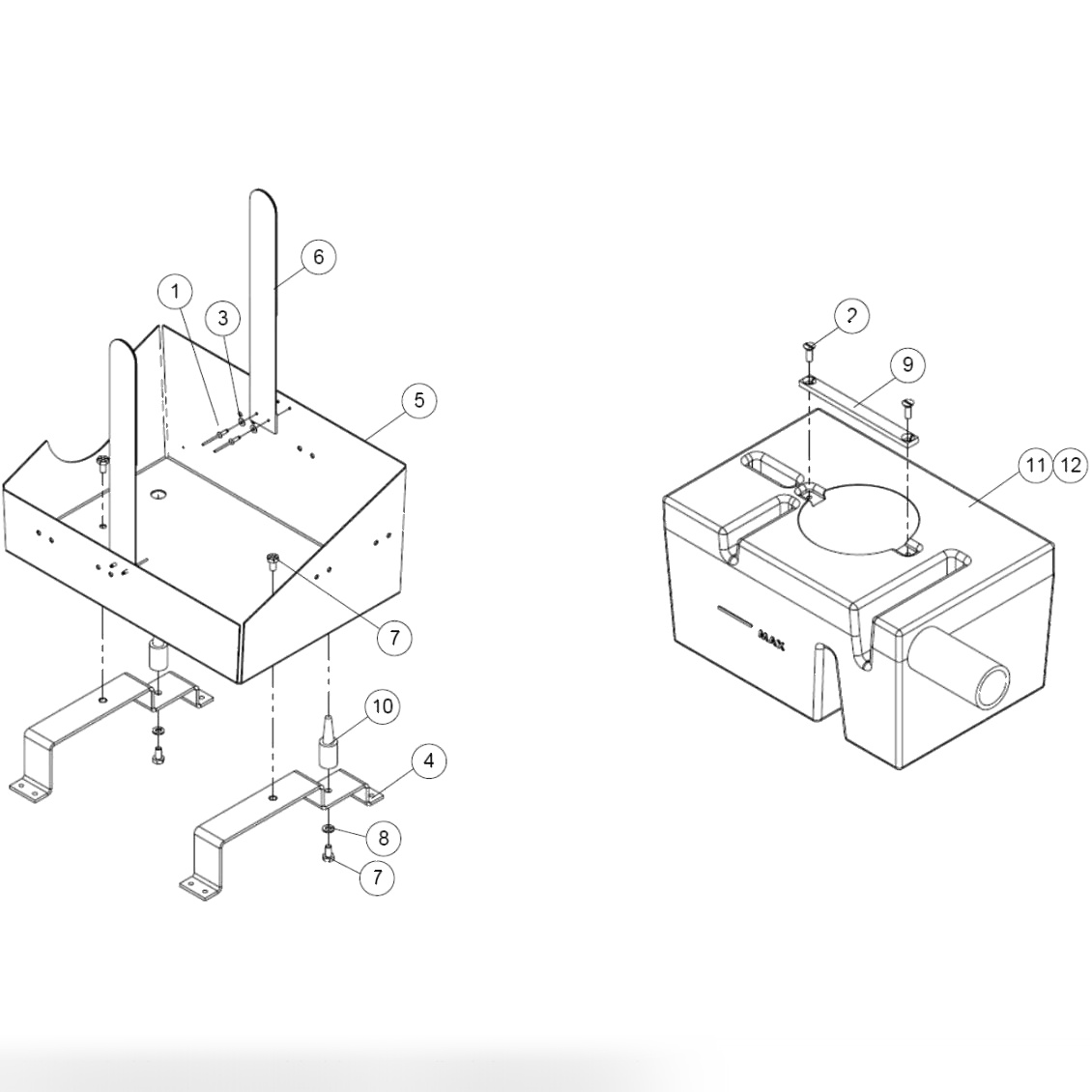 Waste Tank & Bracket Assembly