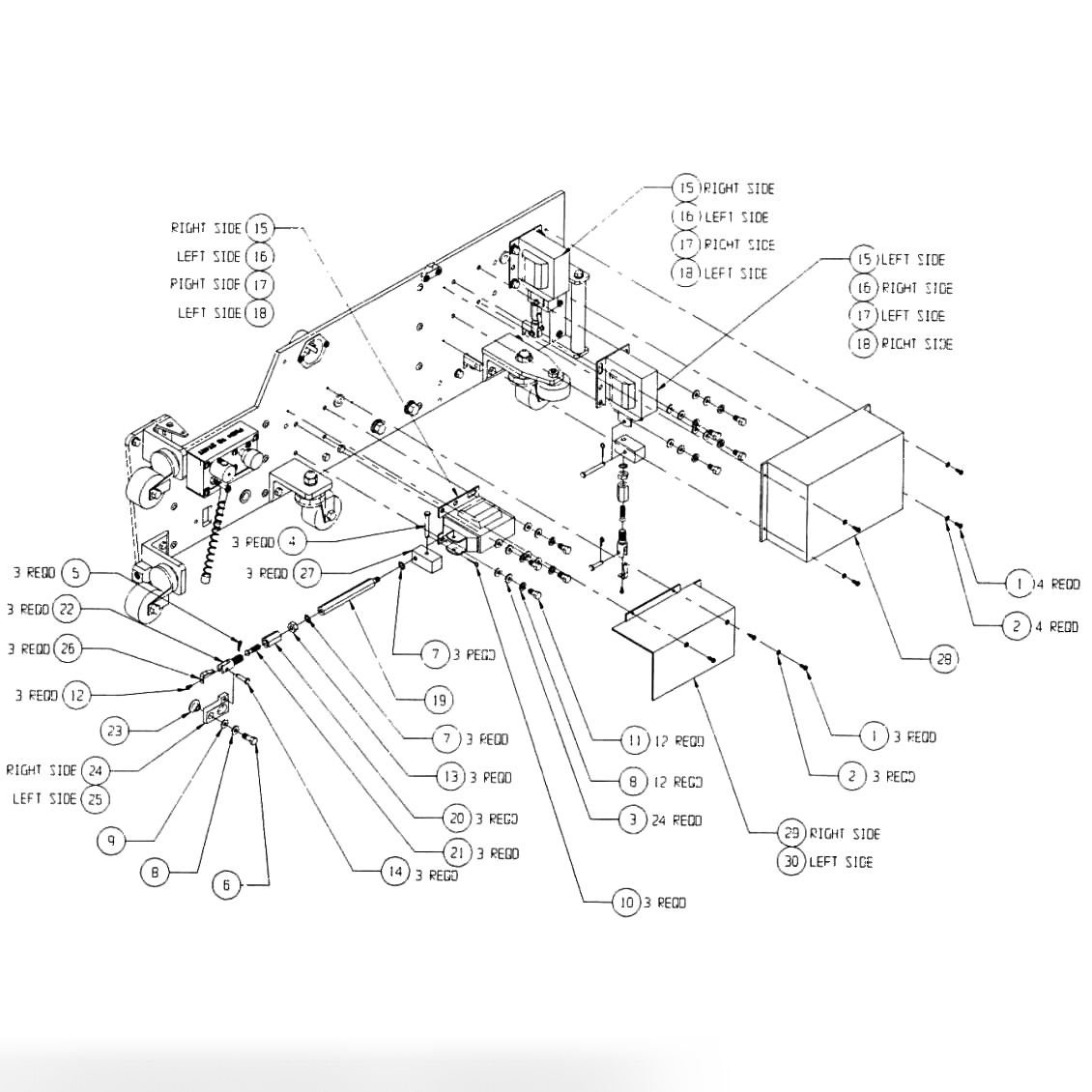 FRAME ASSEMBLY-RIGHT SIDE PLATE-SOLENOIDS