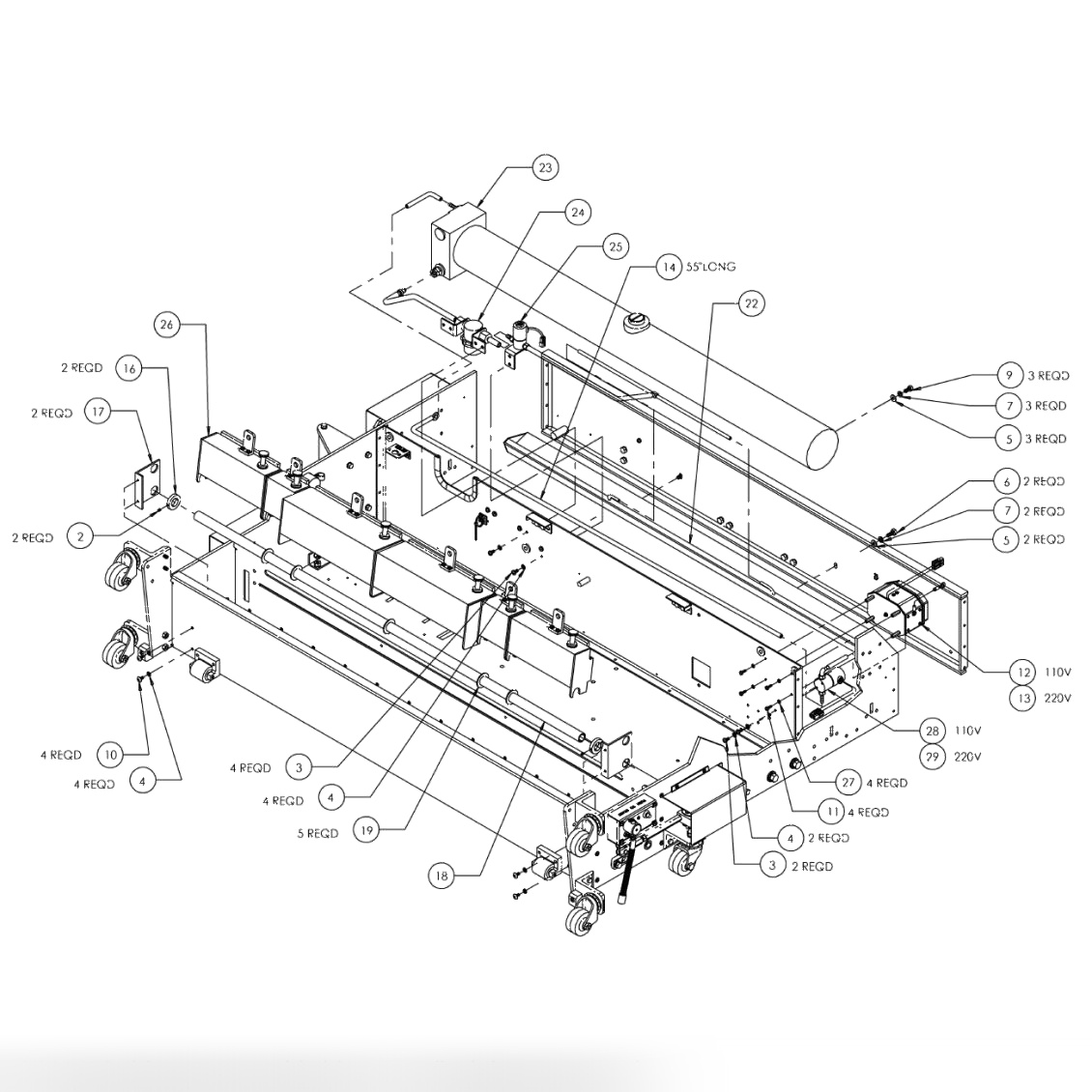 BODY ASSEMBLY - OIL TANKS - CLEANER TANK & DRIP TRAY