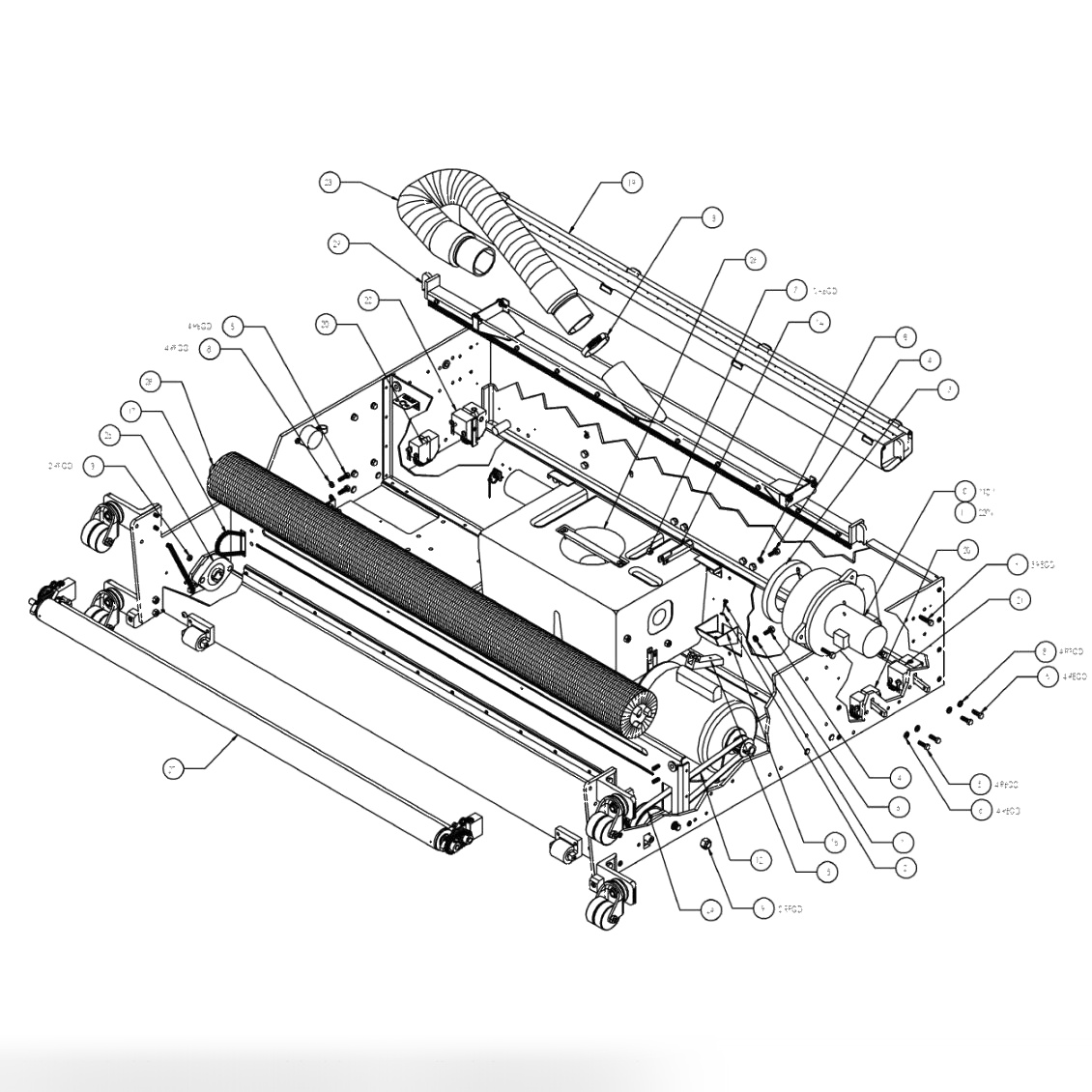 BRUSH - CLEANER PAD - TRANSFER ROLLER - VACUUM HEAD - VACUUM MOTOR - WASTE TANK